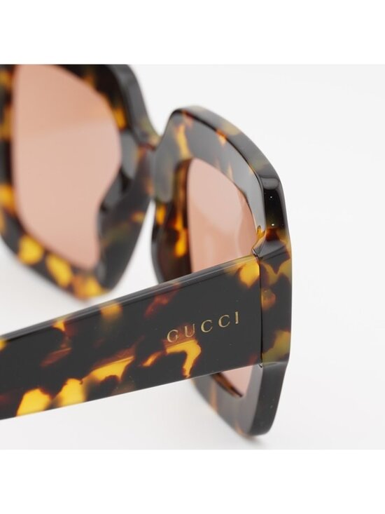 Gucci GG1111S 003 Sunglasses Havana Square Frame, Red Lenses main image 8